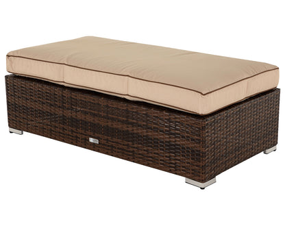 Monaco Rattan Garden Rectangular Ottoman/Coffee Table in Chocolate & Cream