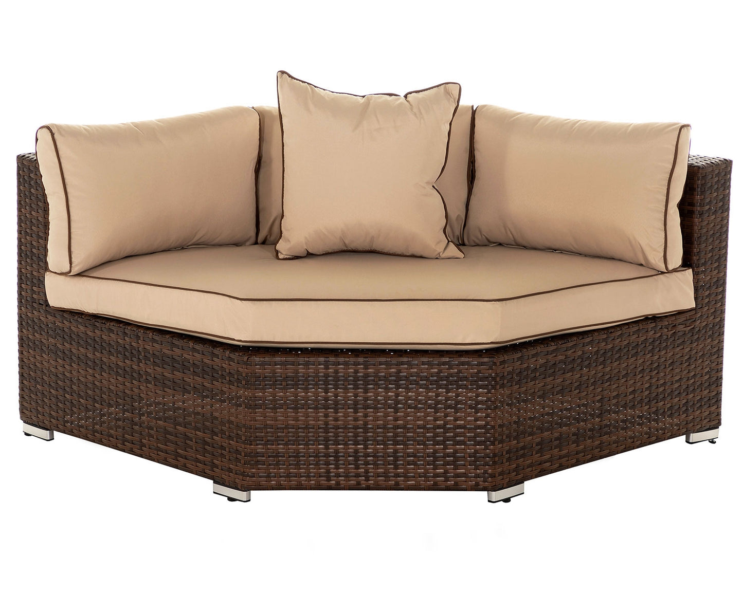 Florida 6 Piece Angled Rattan Garden Corner Sofa Set in Chocolate and Cream