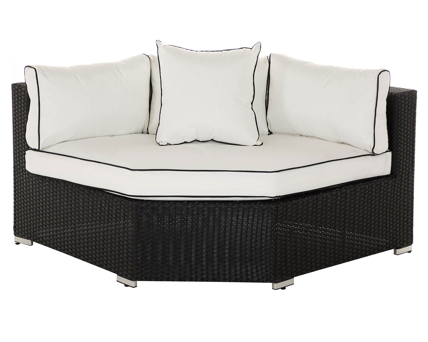 Florida 6 Piece Angled Rattan Garden Corner Sofa Set in Black and Vanilla