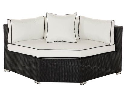 Florida 6 Piece Angled Rattan Garden Corner Sofa Set in Black and Vanilla