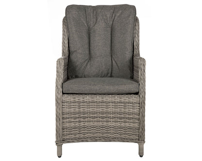 Riviera 2 Rattan Garden Chairs and Small Round Dining Table in Grey