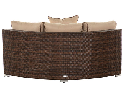 Florida 6 Piece Angled Rattan Garden Corner Sofa Set in Chocolate and Cream
