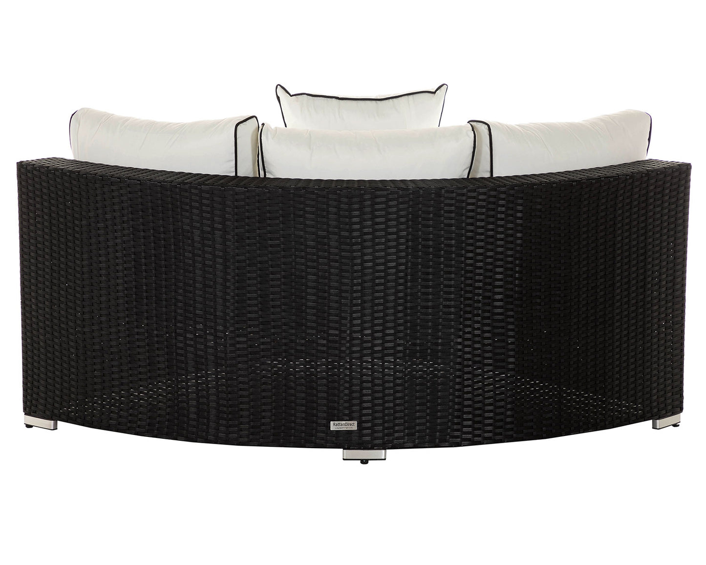 Florida 6 Piece Angled Rattan Garden Corner Sofa Set in Black and Vanilla