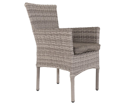 Cambridge 2 Rattan Chairs and Small Round Table Set in Grey