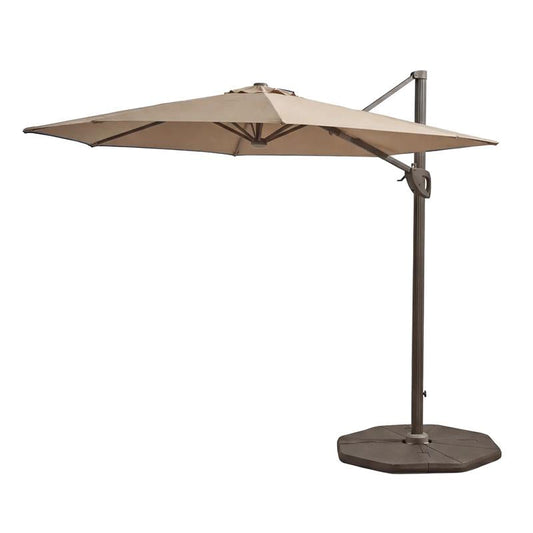 Fira Square 2.5m Cappuccino LED Cantilever Parasol with Octagonal Parasol Base - Laura James