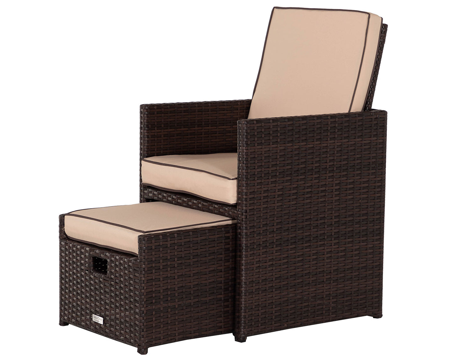 Barcelona 4 Seater Cube Set With Footstools in Brown and Cream