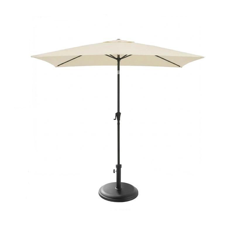 Square 2m Cream LED Parasol with 25kg Parasol Base - Black Concrete - Laura James