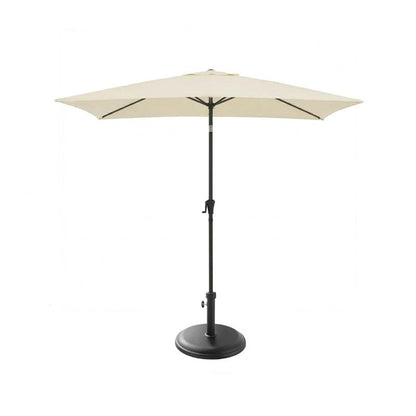 Square 2m Cream LED Parasol with 25kg Parasol Base - Black Concrete - Laura James