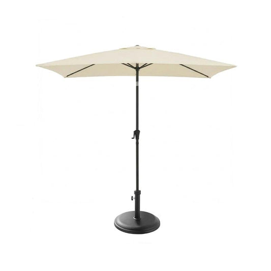 Square 2m Cream LED Parasol with 25kg Parasol Base - Black Concrete - Laura James