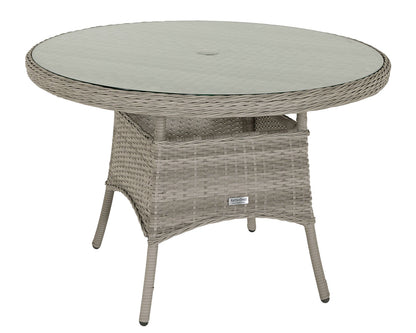 Riviera 4 Rattan Garden Chairs and Small Round Dining Table in Grey