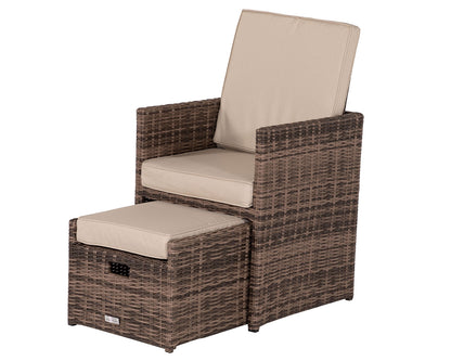 Barcelona 4 Seater Cube Set With Footstools in Truffle Brown and Cream