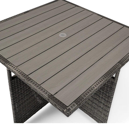 8 Seater Rattan Cube Outdoor Dining Set - Grey Weave Polywood Top