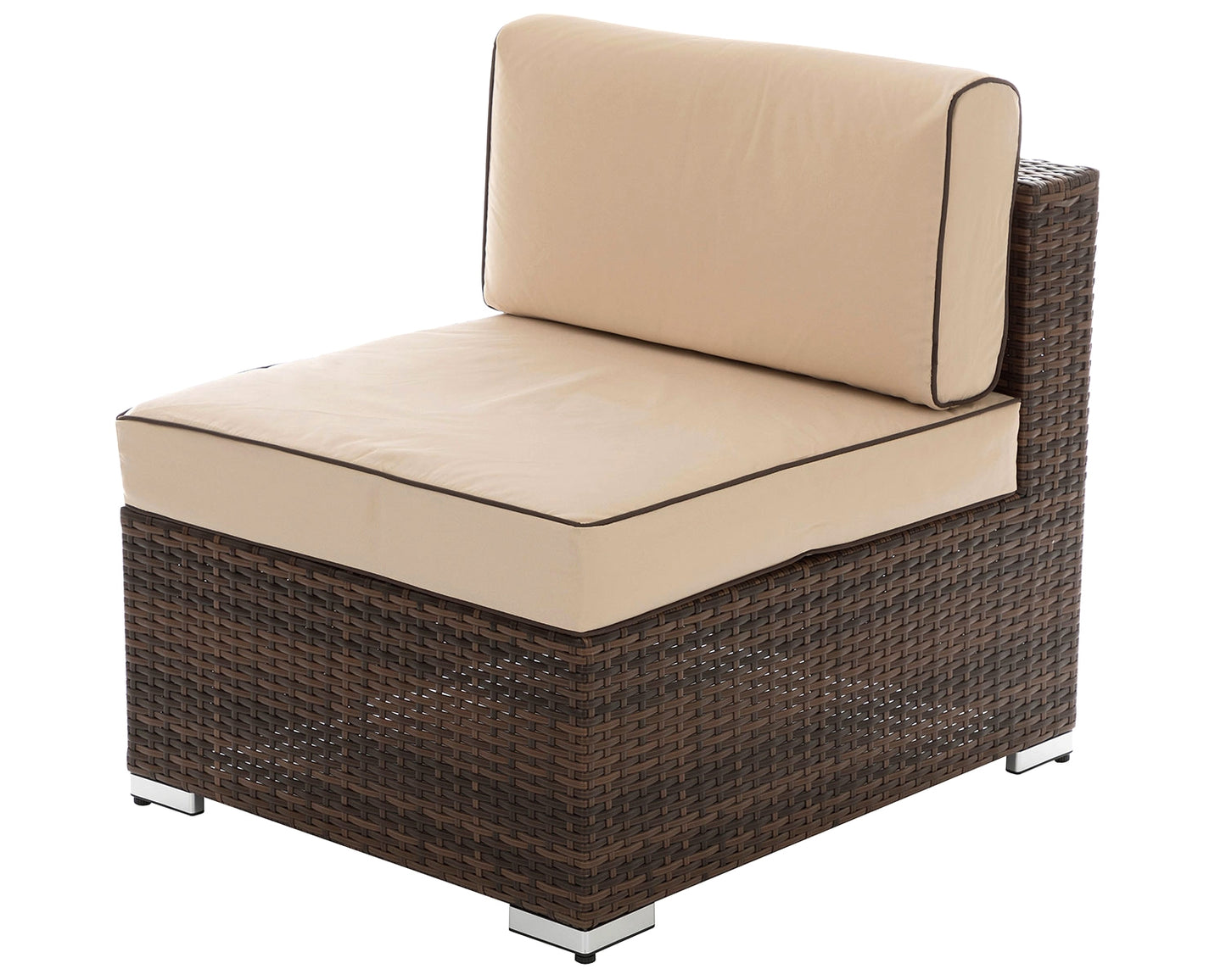 Florida 6 Piece Angled Rattan Garden Corner Sofa Set in Chocolate and Cream