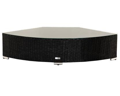 Florida 6 Piece Angled Rattan Garden Corner Sofa Set in Black and Vanilla