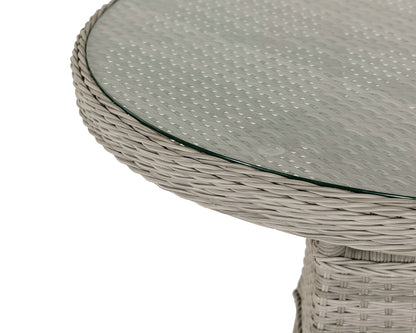 Riviera 2 Rattan Garden Chairs and Small Round Dining Table in Grey