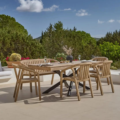 Amelia Wooden Rectangular Dining Table Set with Shiro 130cm Bench and 4 x Shiro Dining Chairs