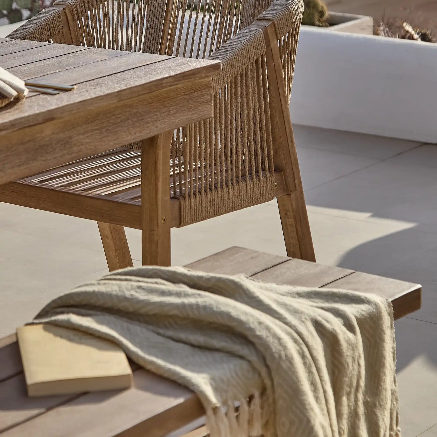 Nala Outdoor Dining Chairs with Abor Bench - Laura James 