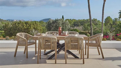 Amelia 6 Seater Wooden Garden Dining Set with 6 Nala Chairs - Laura James 