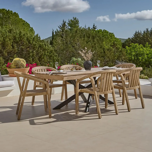 Amelia Wooden Rectangular Dining Table Set with 6 x Shiro Dining Chairs