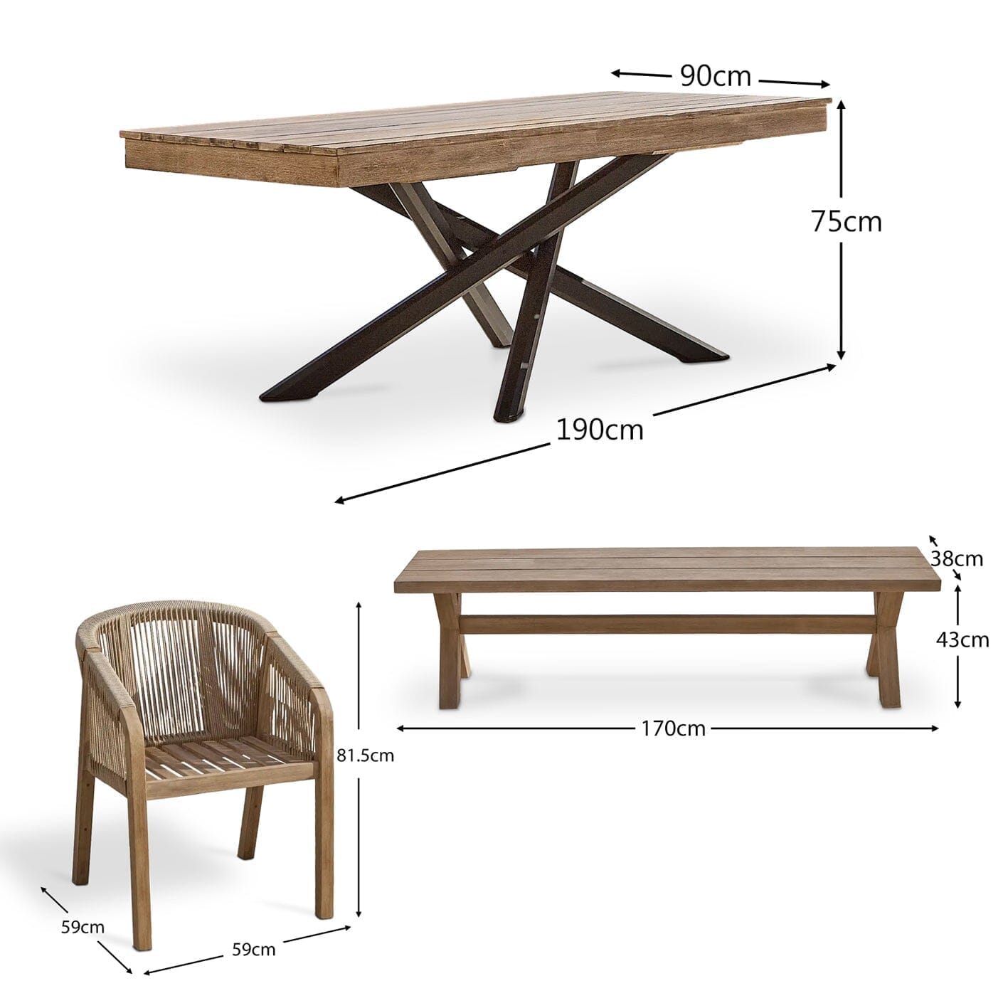Amelia Wooden Rectangular Dining Table Set with Charlotte Dining Bench and  Nala Wooden Dining Chairs - Laura James 