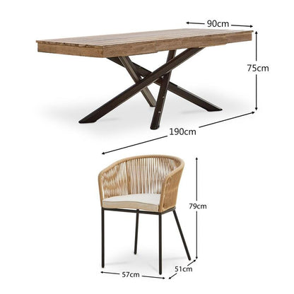Amelia Whitewash Rectangular 6 Seater  Dining Table Set with  Hali Rope Chairs - Laura James 