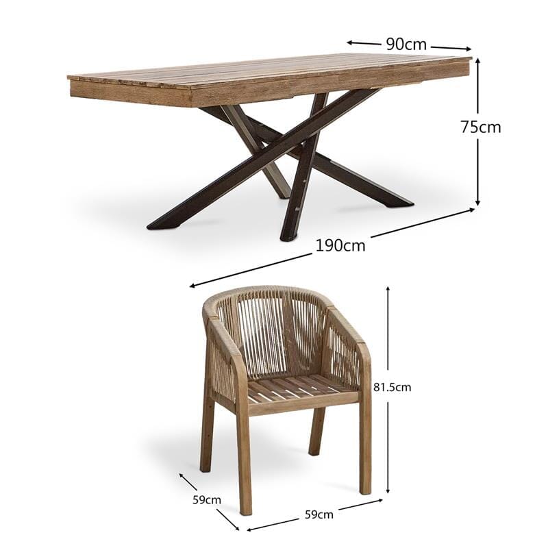 Amelia Wooden 6 Seater Rectangular Dining Table Set with Nala Wooden Dining Chairs with Cushions - Laura James 