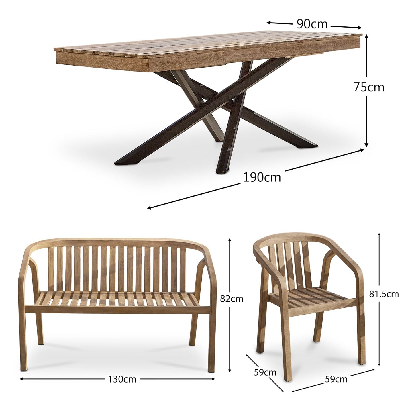 Amelia Wooden Rectangular Dining Table Set with Shiro Bench and  Shiro Dining Chairs - Laura James 