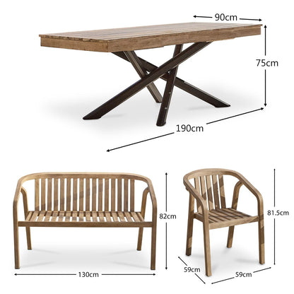Amelia Wooden Rectangular Dining Table Set with Shiro Dining Bench and  Shiro Wooden Dining Chairs - Laura James 
