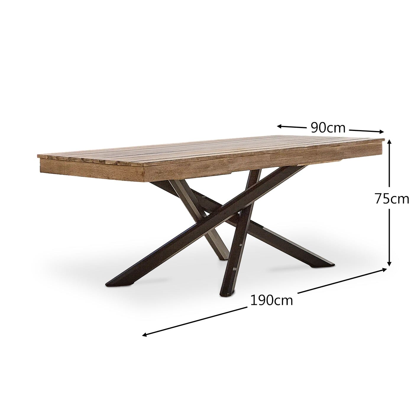 Amelia Whitewash Rectangular Dining Table  with Metal Legs - Laura James 