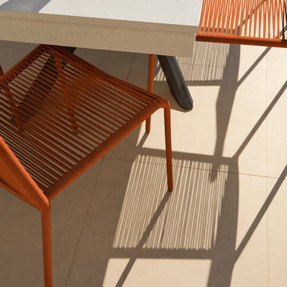 Amelia 6 Seater Pale Grey Concrete Garden Dining Set with Ryder Burnt Orange Chairs - Laura James