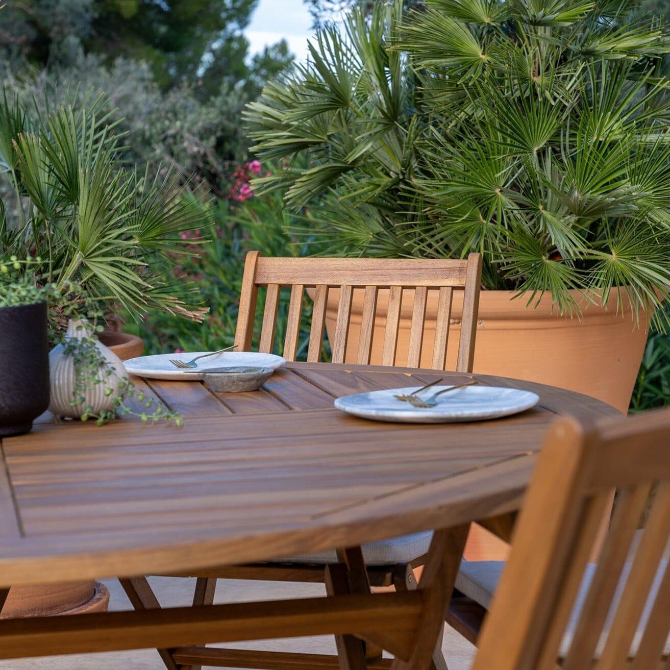 Ashby 4 Seater Wooden Round Folding Garden Dining Table - 100cm - Laura James