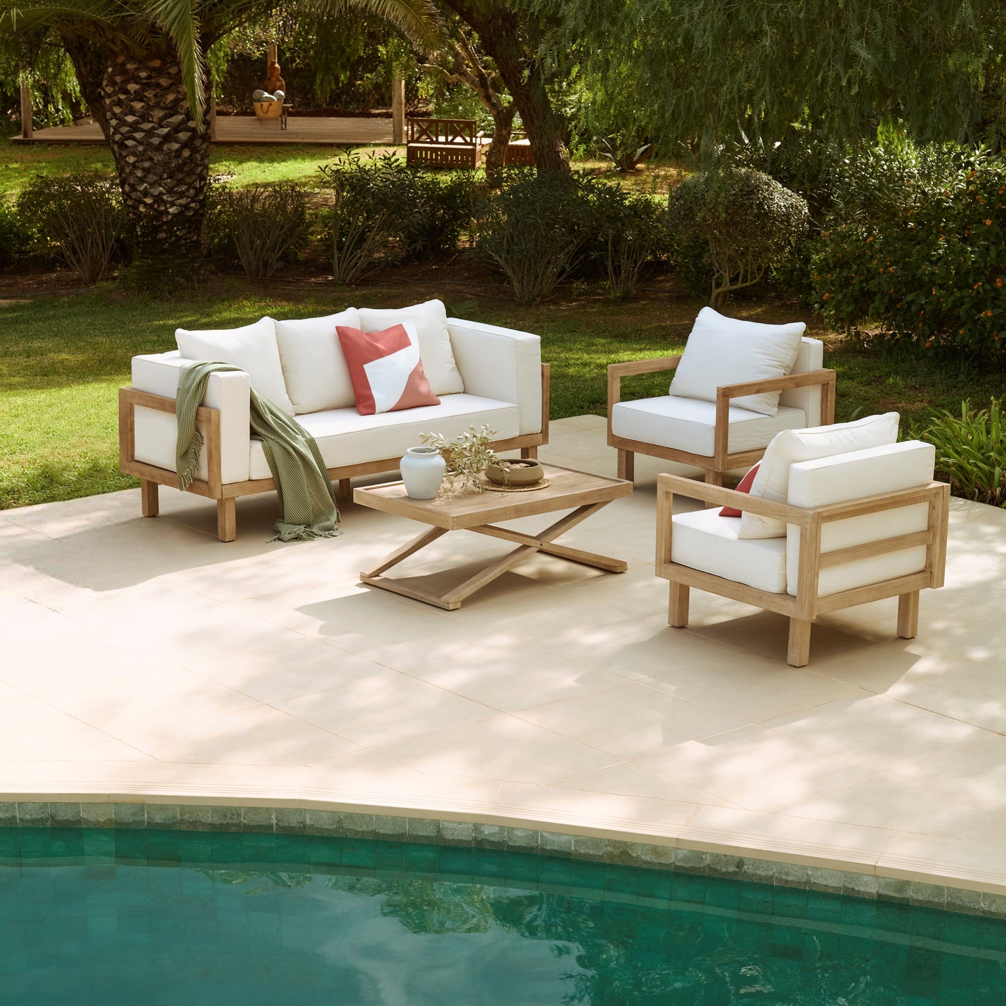 Akira 5 Seater Wooden Garden Set with Coffee Table - Laura James