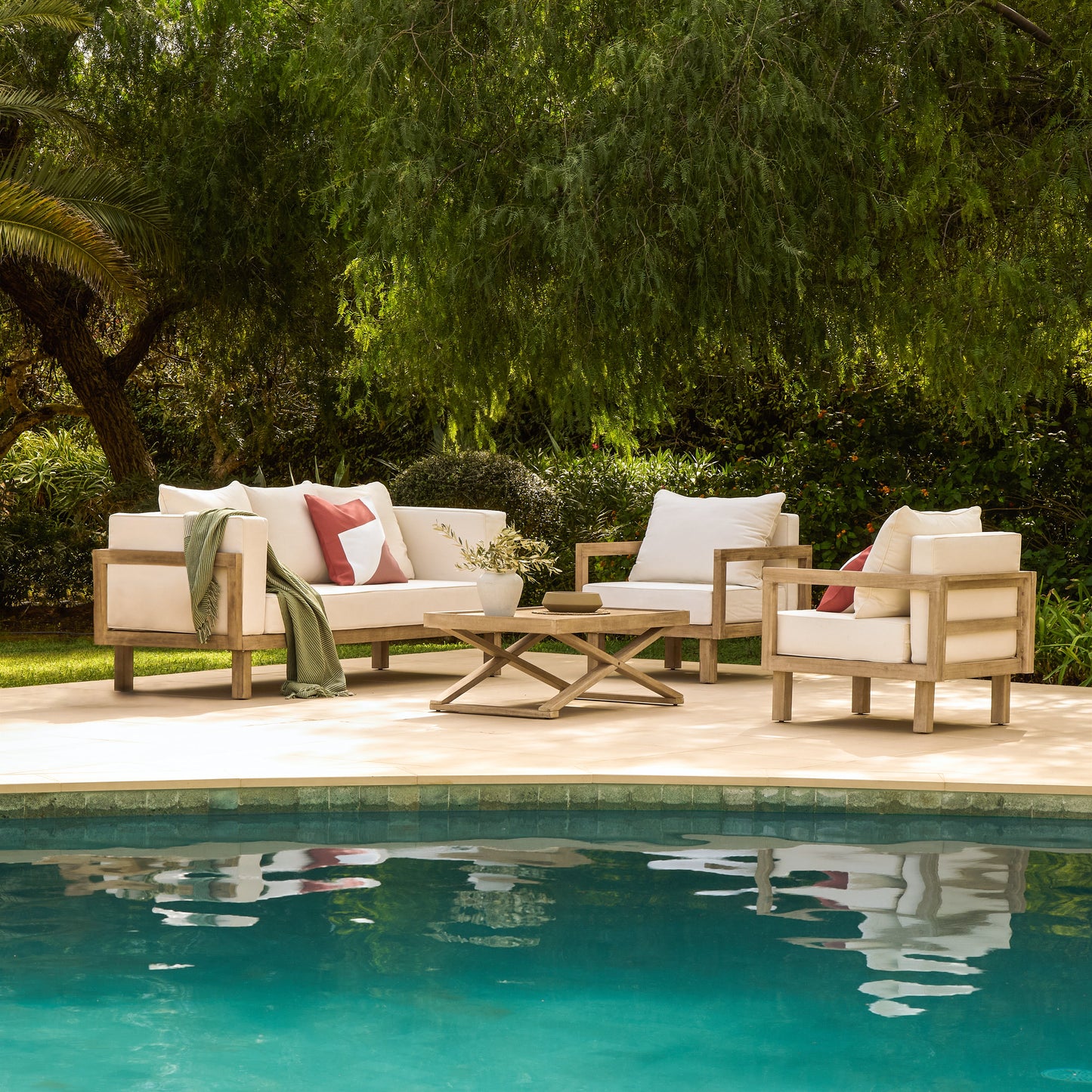 Akira 5 Seater Wooden Garden Set with Coffee Table - Laura James