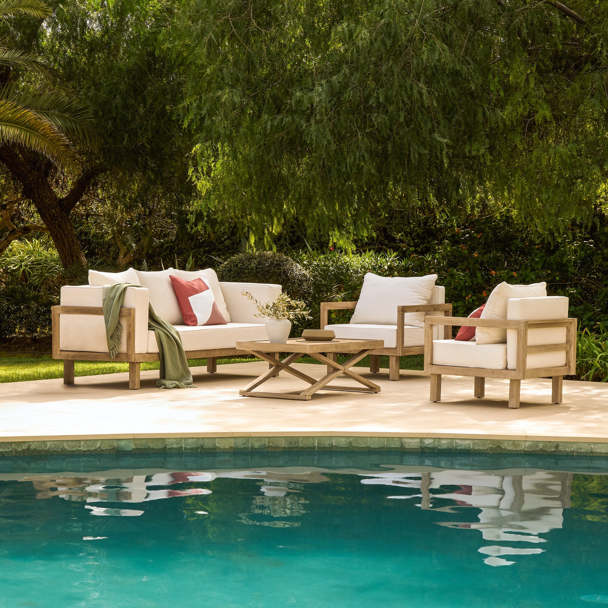 Akira 5 Seater Wooden Garden Set with Coffee Table - Laura James