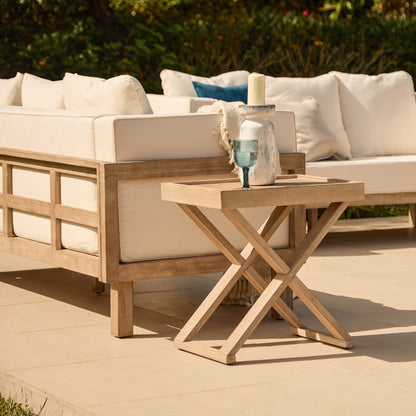 Akira 8 Seater Wooden Garden Sofa Set with Coffee and 2 Akira Side Tables - Laura James