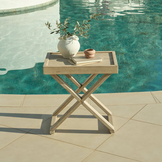 Akira Brushed Light Acacia Side Table - Laura James