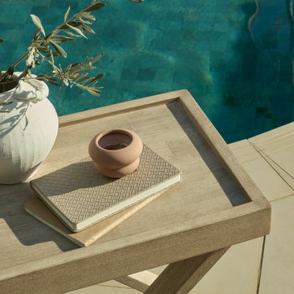 Akira Brushed Light Acacia Side Table - Laura James
