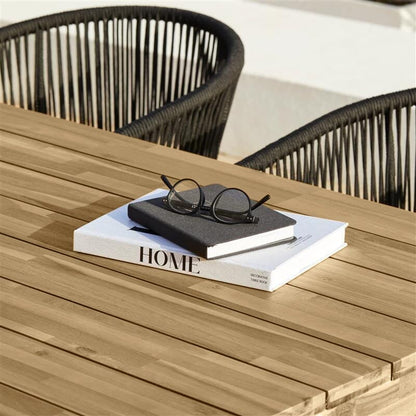 Amelia 4 Seater Natural Wood Black Legs Garden Dining Set - Hali Black Chairs - Laura James 