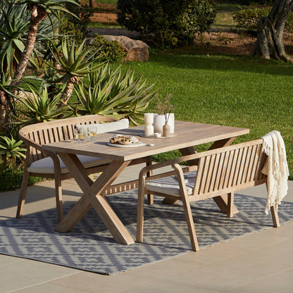 Charlotte 6 Seater Wooden Garden Dining Set with Shiro Cushioned Benches - Laura James 