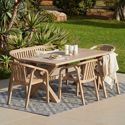 Charlotte 6 Seater Wooden Garden Dining Set with 4 Shiro Chairs & Bench - Laura James 