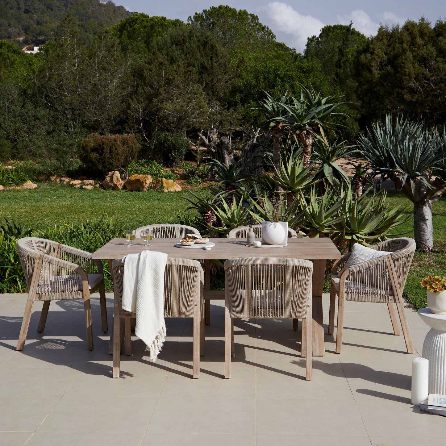 Charlotte 6 Seater Wooden Garden Dining Set with 6 Nala Sand Cushioned Chairs
- Laura James 
