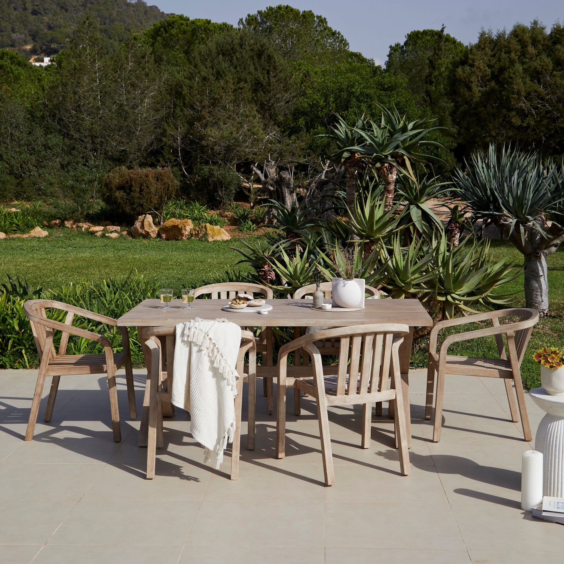 Charlotte 6 Seater Wooden Garden Dining Set with 6  Shiro Chairs - Laura James 
