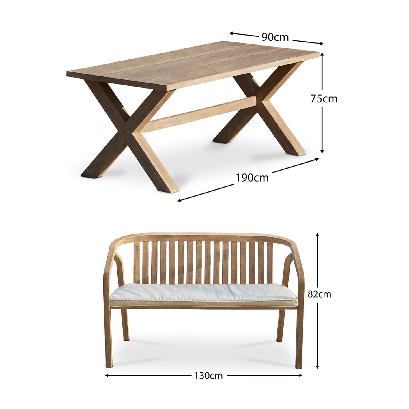 Charlotte 6 Seater Wooden Garden Dining Set with Shiro Benches - Laura James 