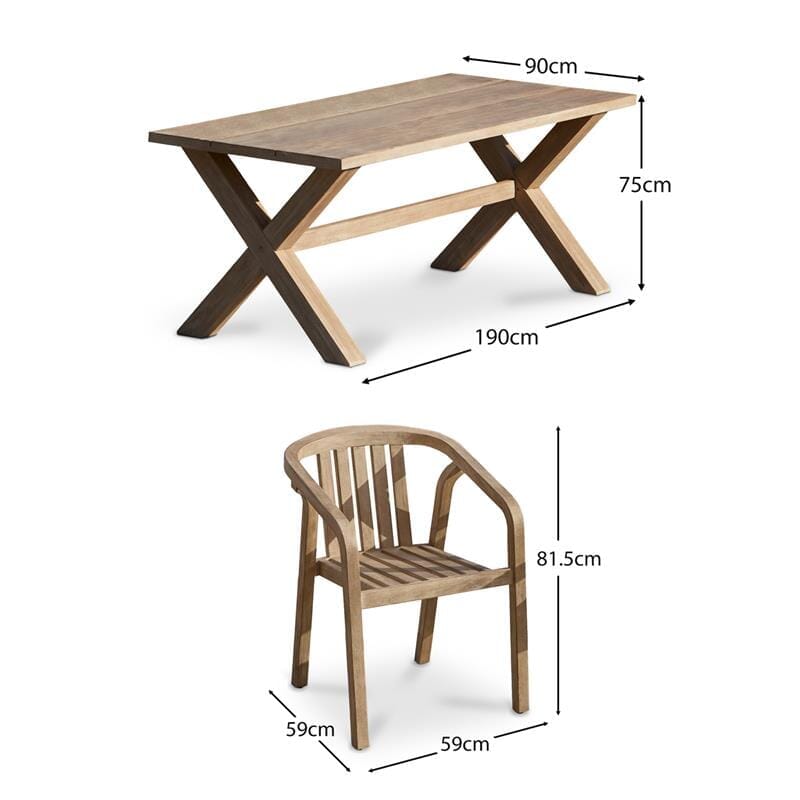 Charlotte Wooden 5 Seater Dining Table Set with  Shiro Chairs - Laura James 