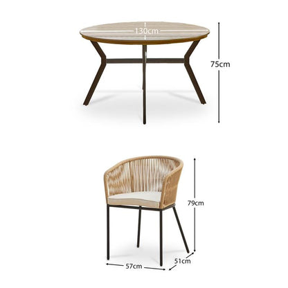 Ezra  Round 4 Seater Dining Table Set with Hali Natural Dining Chairs - Laura James 
