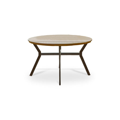 Ezra Round Garden Dining Table - Whitewash Acacia with Black Metal Legs