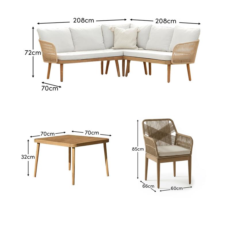 Eaden 8 Seater Corner Garden Dining Set with 2 Killian Chairs - Laura James