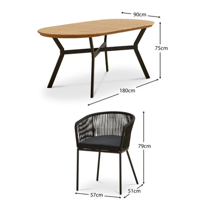 Ezra Oval 6 Seater Dining Table Set  Hali Rope Chairs - Laura James
