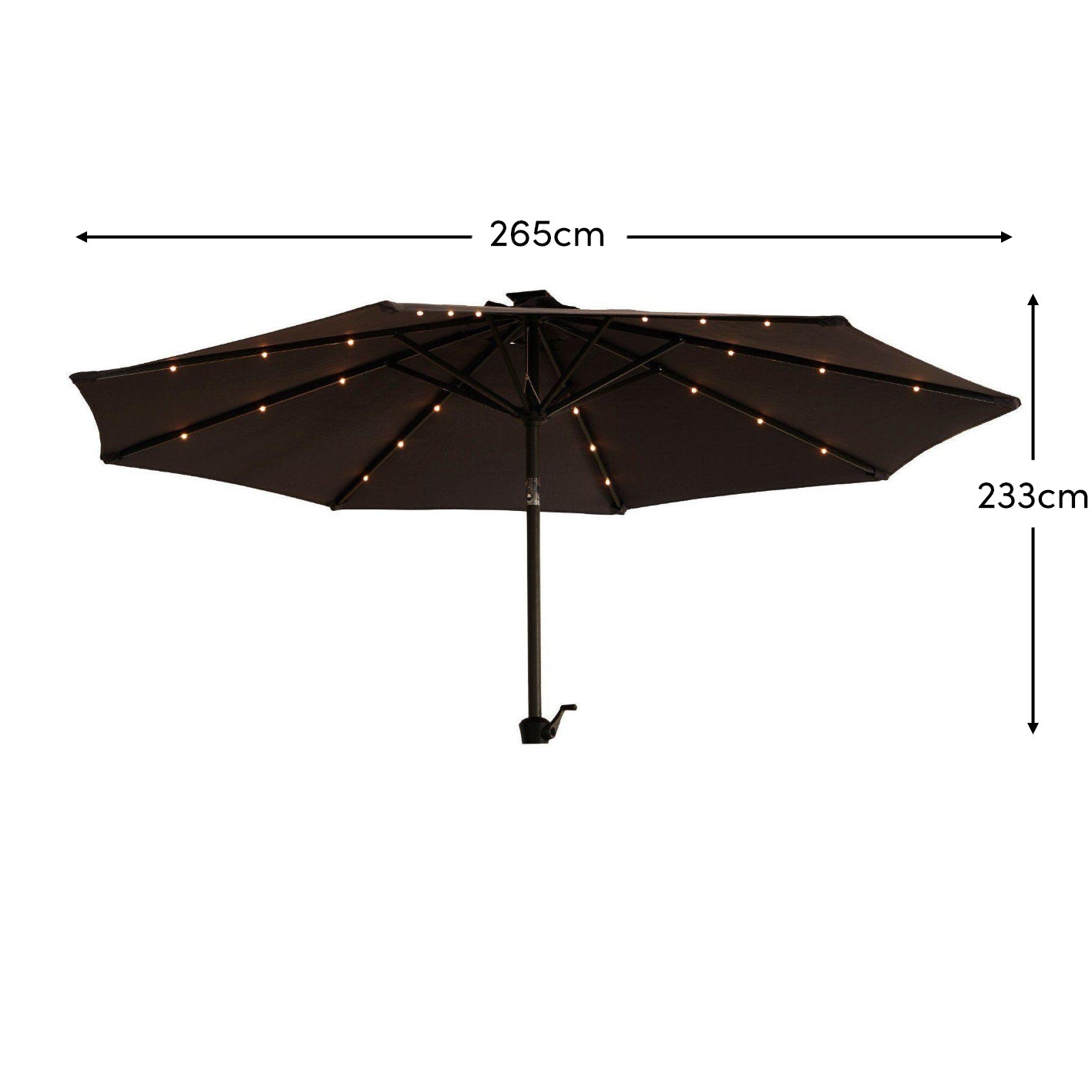 Grey LED Premium Parasol Round 2.7m - Rattan Direct 