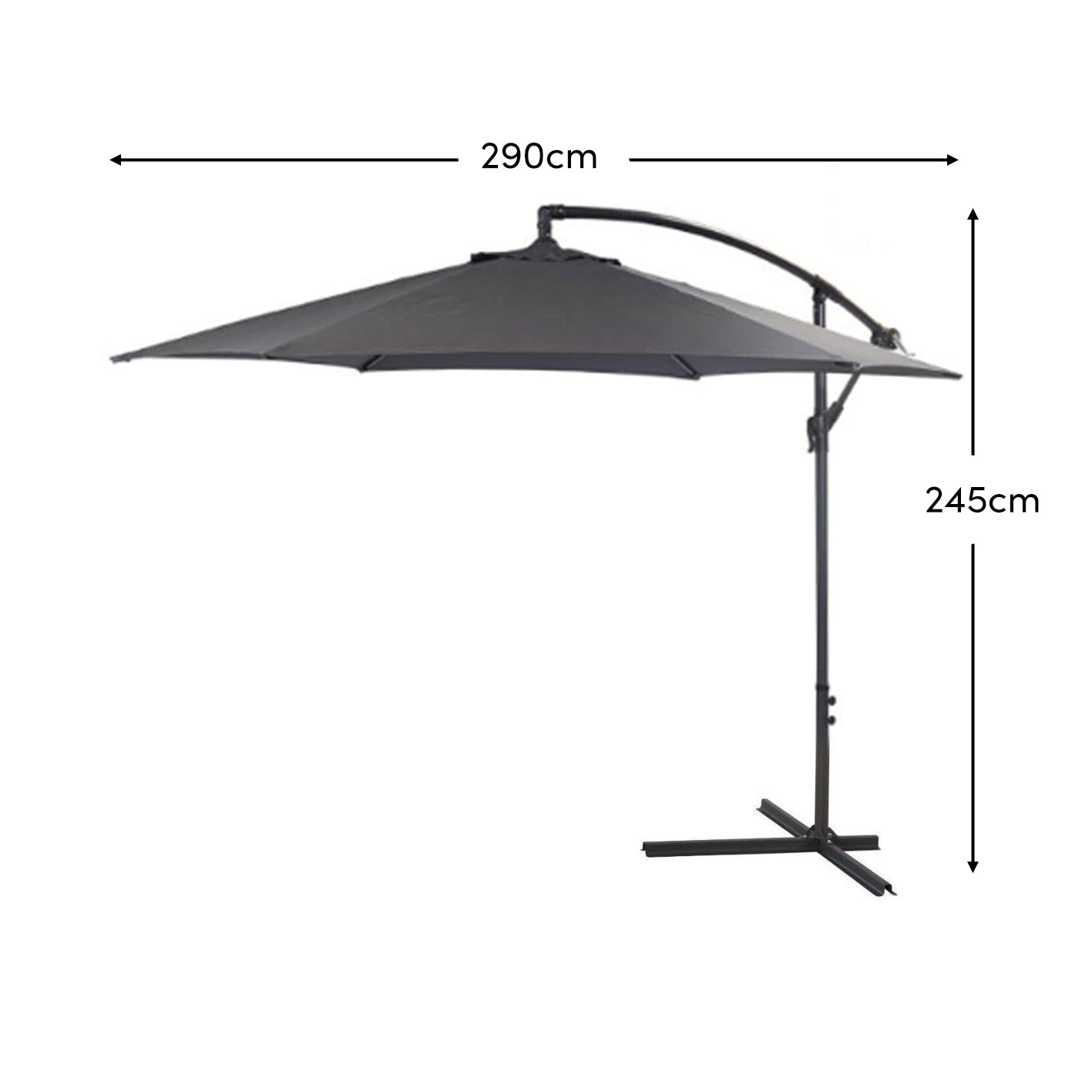 Grey Lean Over Parasol - 2.9m Round - Rattan Direct